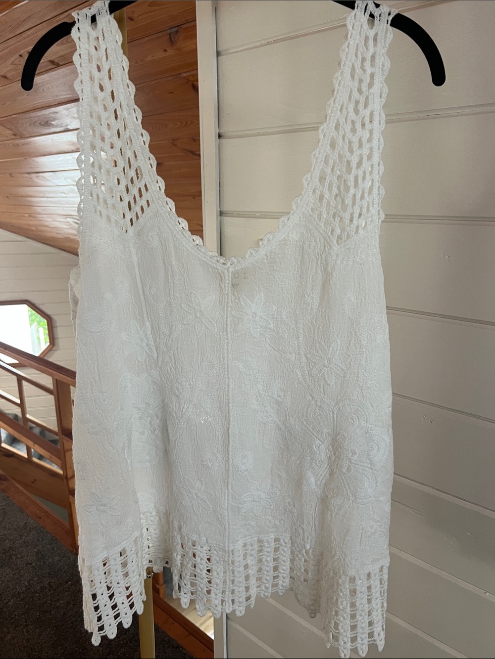 POL White Crochet-Trim Lace Camisole